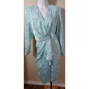 Vintage L.T.D. by Roberta Midi Dress Mint Green Satin Women 9/10 glass buttons